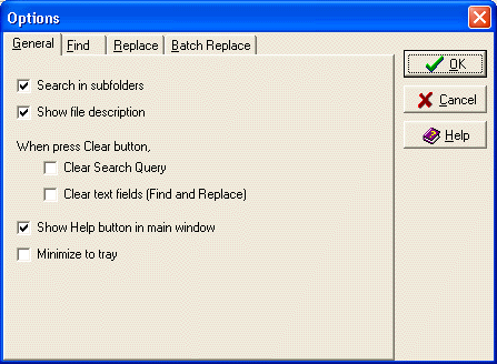 Options dialog screenshot