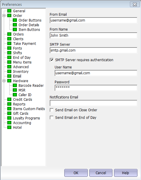 Preferences for gmail