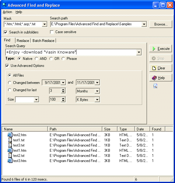 Find operation screenshot